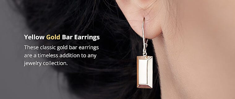 Iliana Yellow Gold Bar Earrings Banner