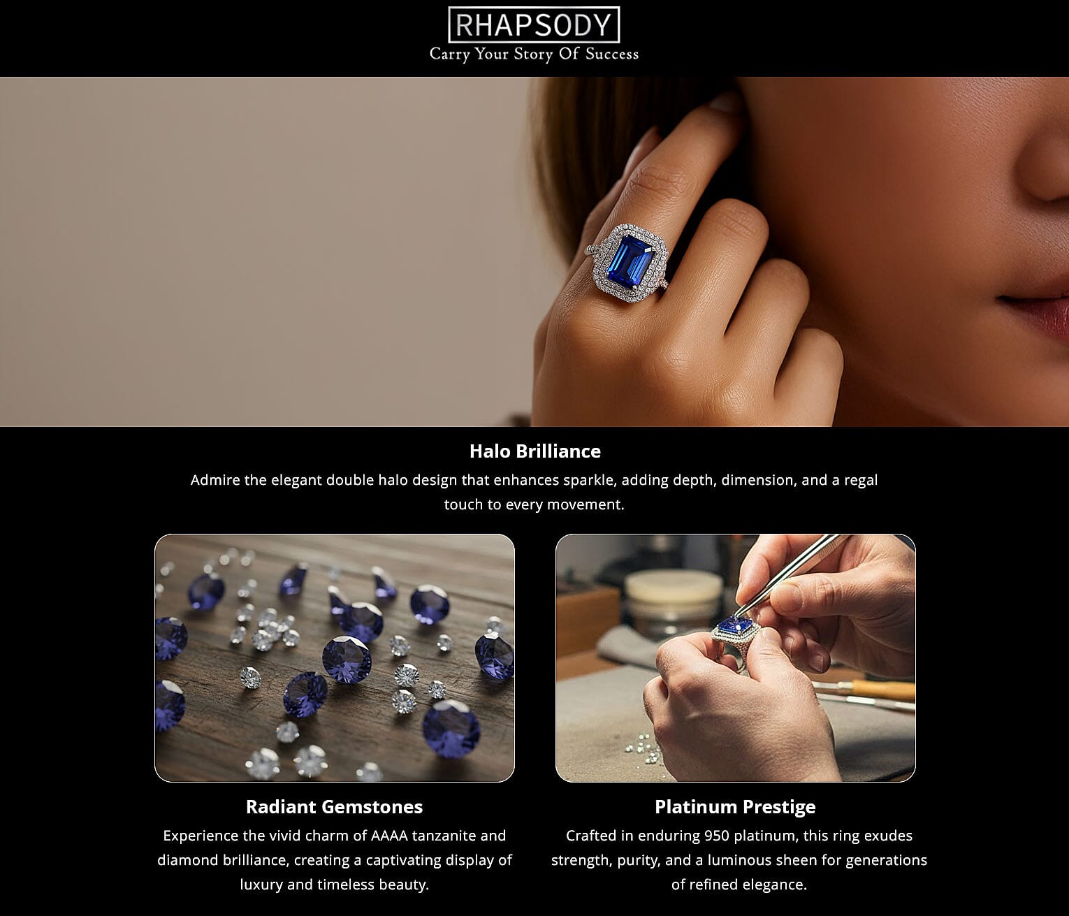 Certified & Appraised Rhapsody 950 Platinum AAAA Tanzanite and Diamond E-F VS Double Halo Ring 11.40 Grams 8.10 ctw Banner