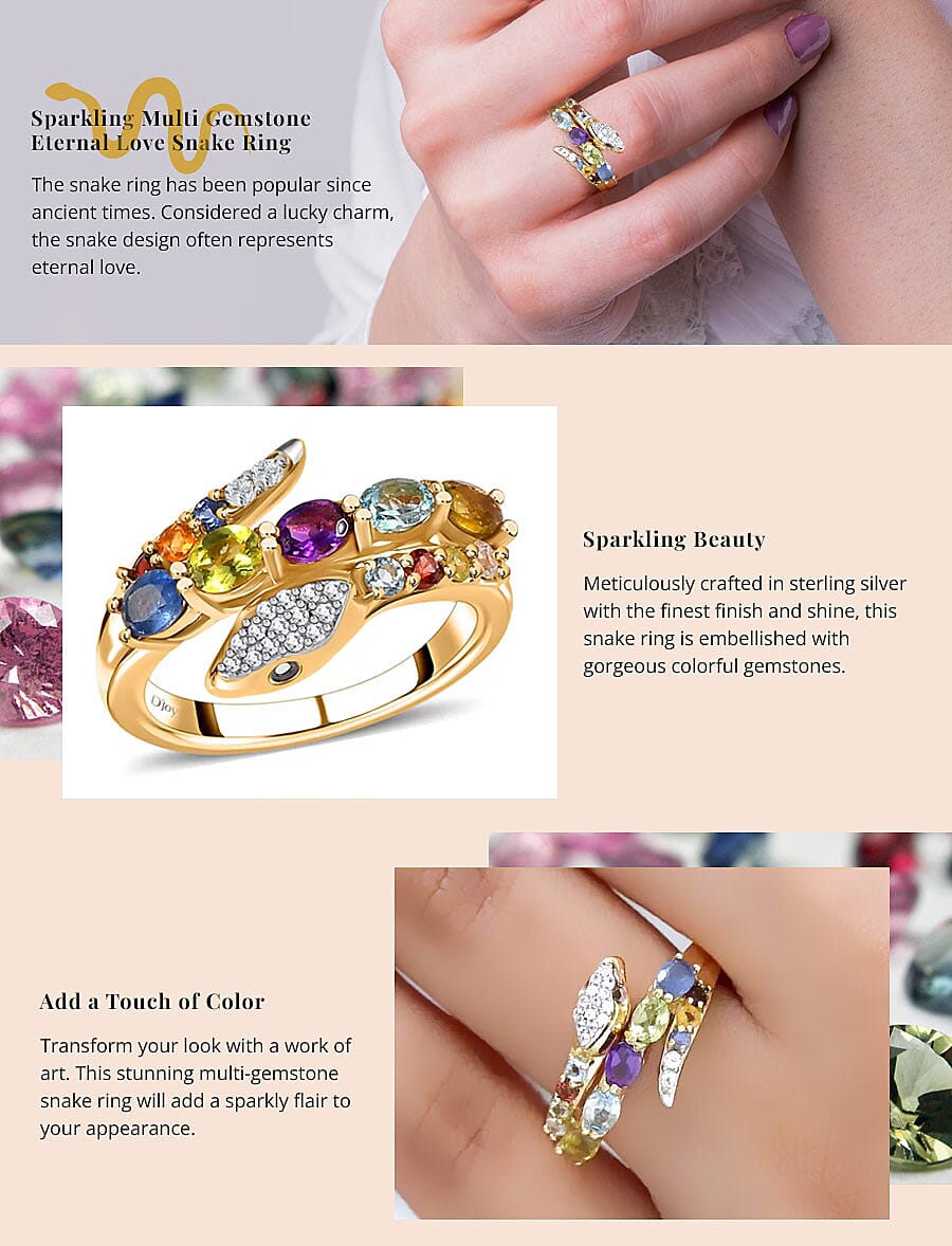 Multi Gemstone Eternal Love Snake Ring Banner