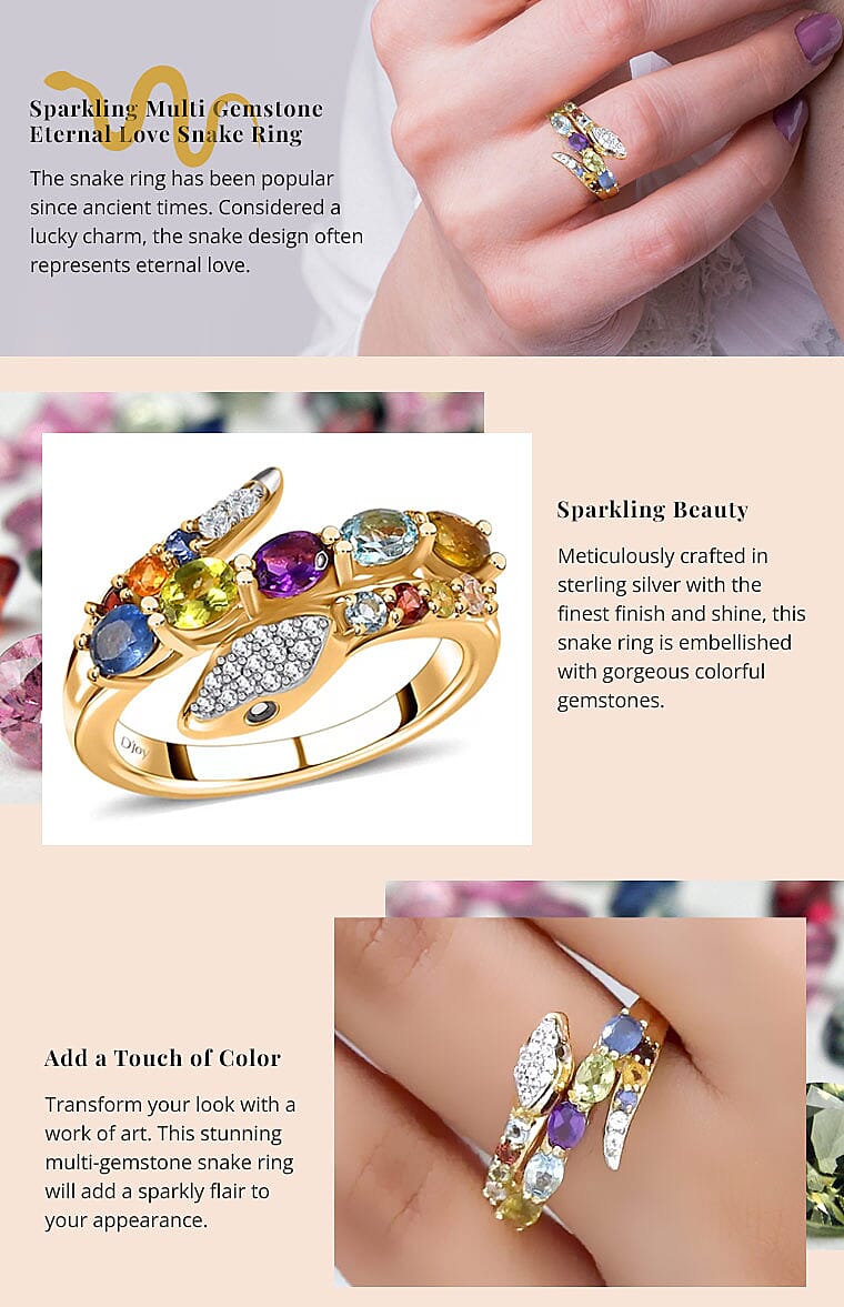 Multi Gemstone Eternal Love Snake Ring Banner