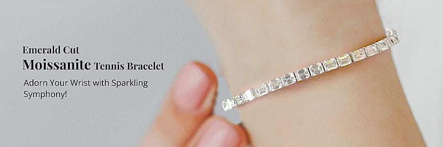 Emerald Cut Moissanite Tennis Bracelet Banner