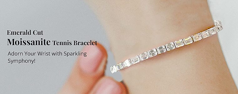 Emerald Cut Moissanite Tennis Bracelet Banner