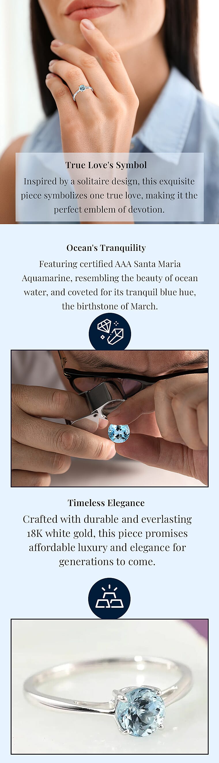 Iliana Certified and Appraised AAA Santa Maria Aquamarine Solitaire Ring in 18K White GoldBanner