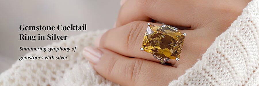 Gemstone Cocktail Ring in Silver Banner