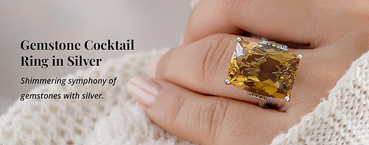 Gemstone Cocktail Ring in Silver Banner