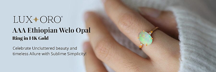 Luxoro AAA Ethiopian Welo Opal Ring in 14K Gold Banner