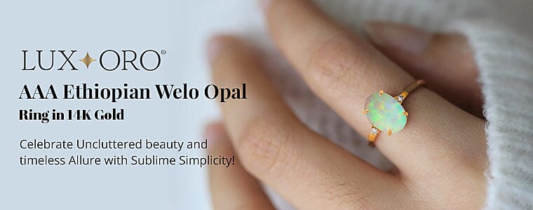 Luxoro AAA Ethiopian Welo Opal Ring in 14K Gold Banner