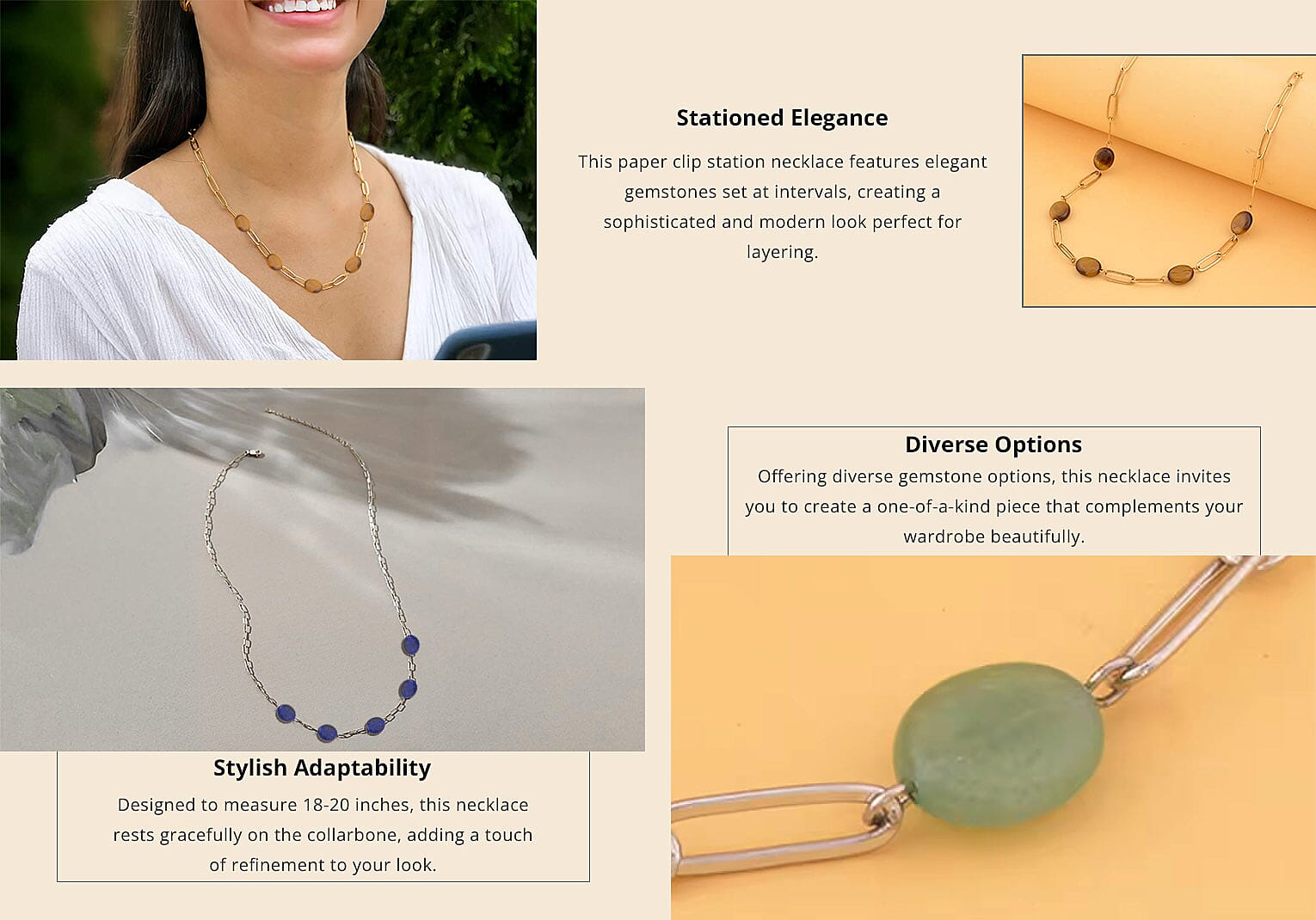 Paper Clip Station Necklace in Stainless Steel Banner