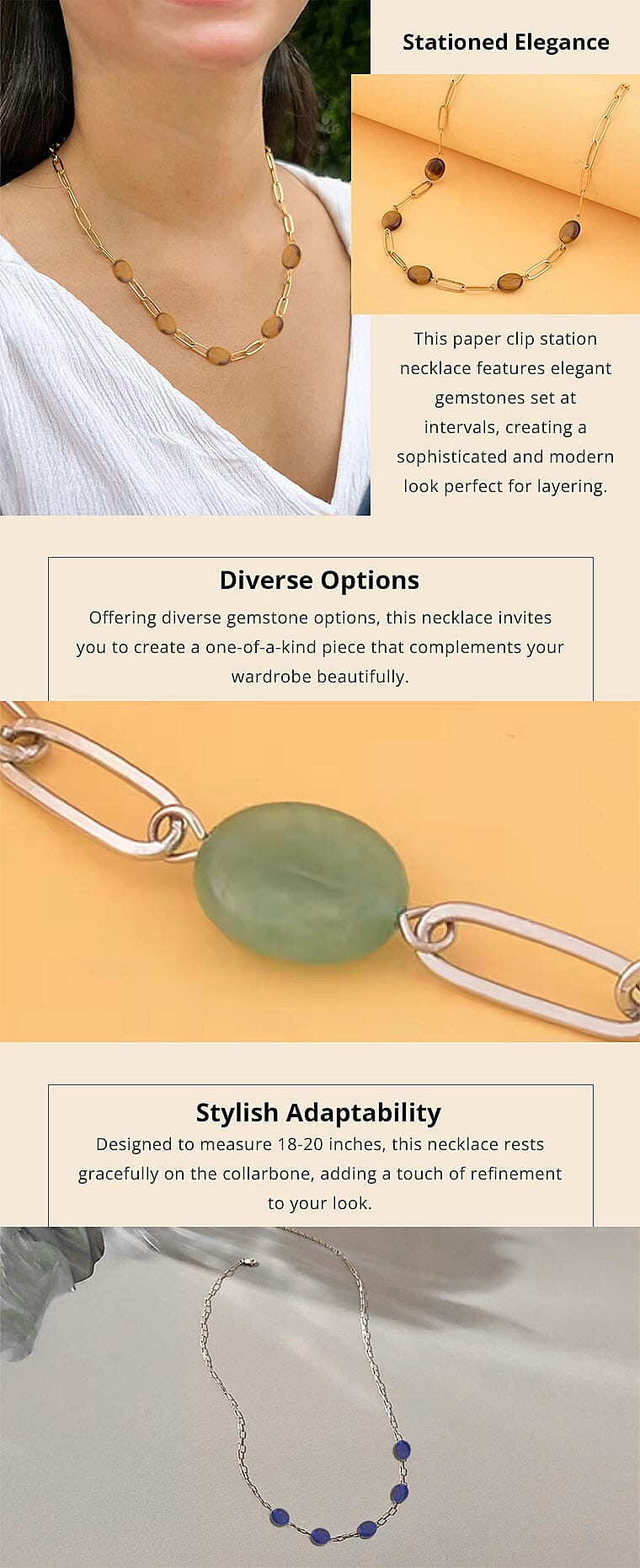 Paper Clip Station Necklace in Stainless Steel Banner