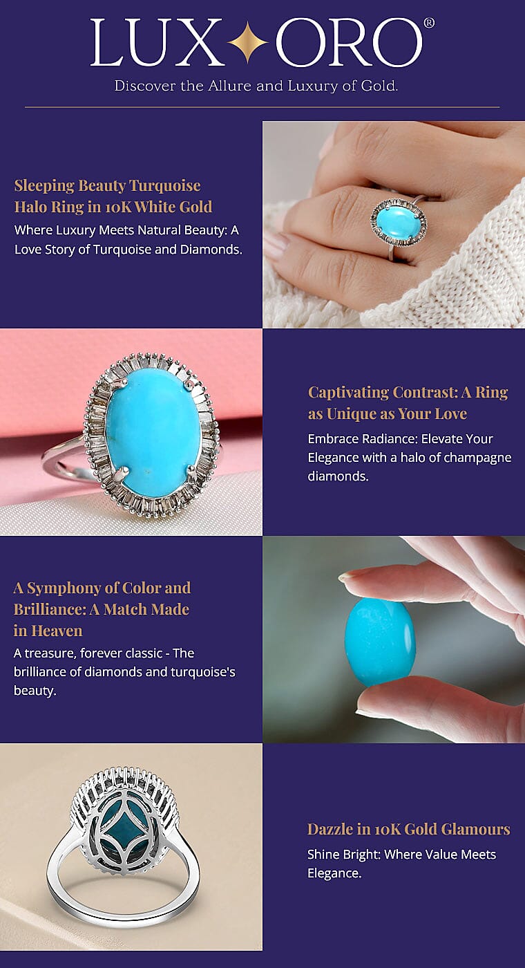 Luxoro Premium Sleeping Beauty Turquoise Halo Ring Banner