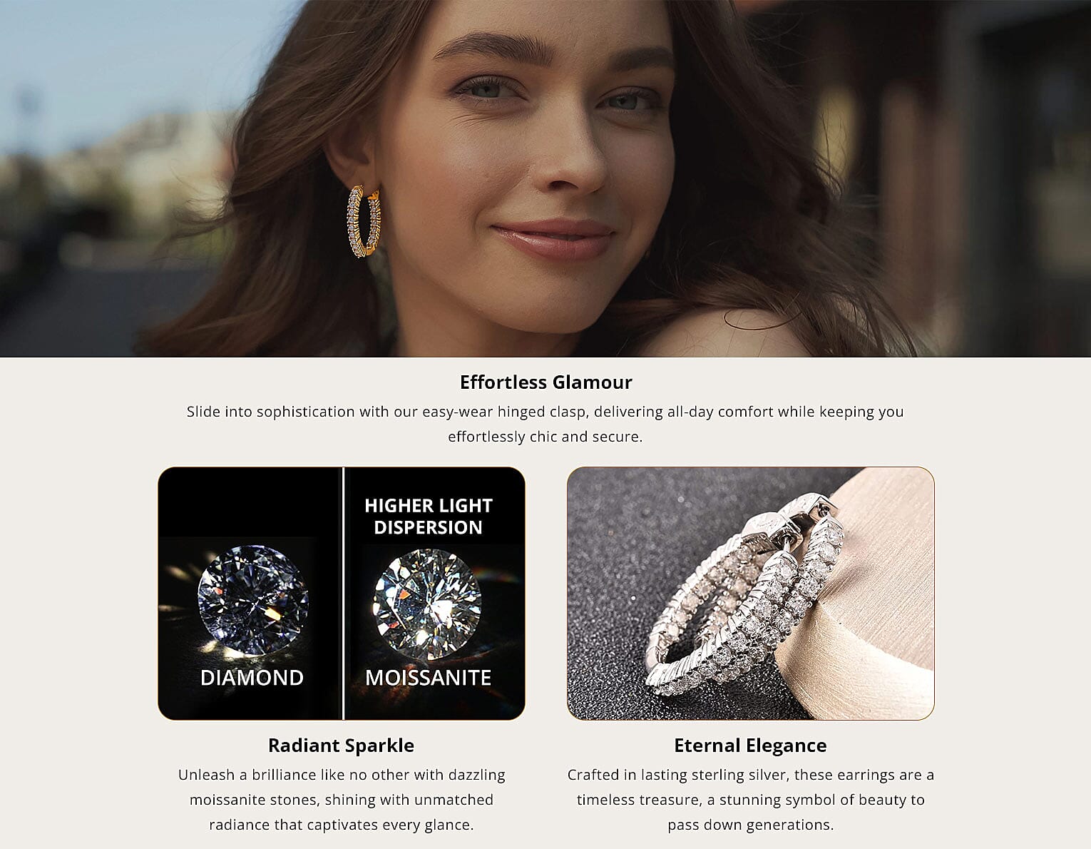 Moissanite Inside Out Hoops Earrings in Sterling Silver Banner