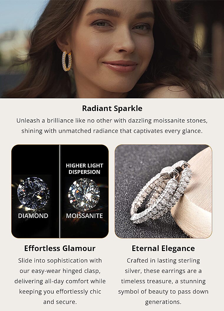 Moissanite Inside Out Hoops Earrings in Sterling Silver Banner