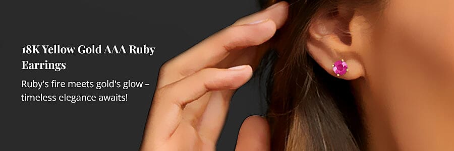 18K Yellow Gold AAA Ruby Earrings Banner