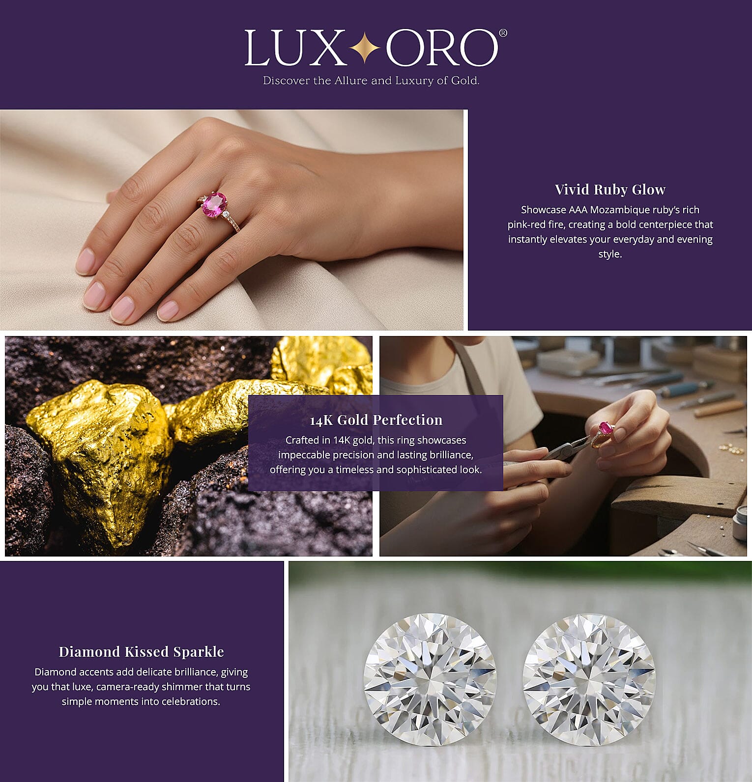 Luxoro AAA Mozambique Ruby and Diamond 1.60 ctw Ring Banner