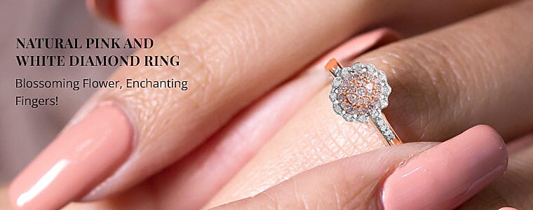 Natural Pink and White Diamond Ring Banner
