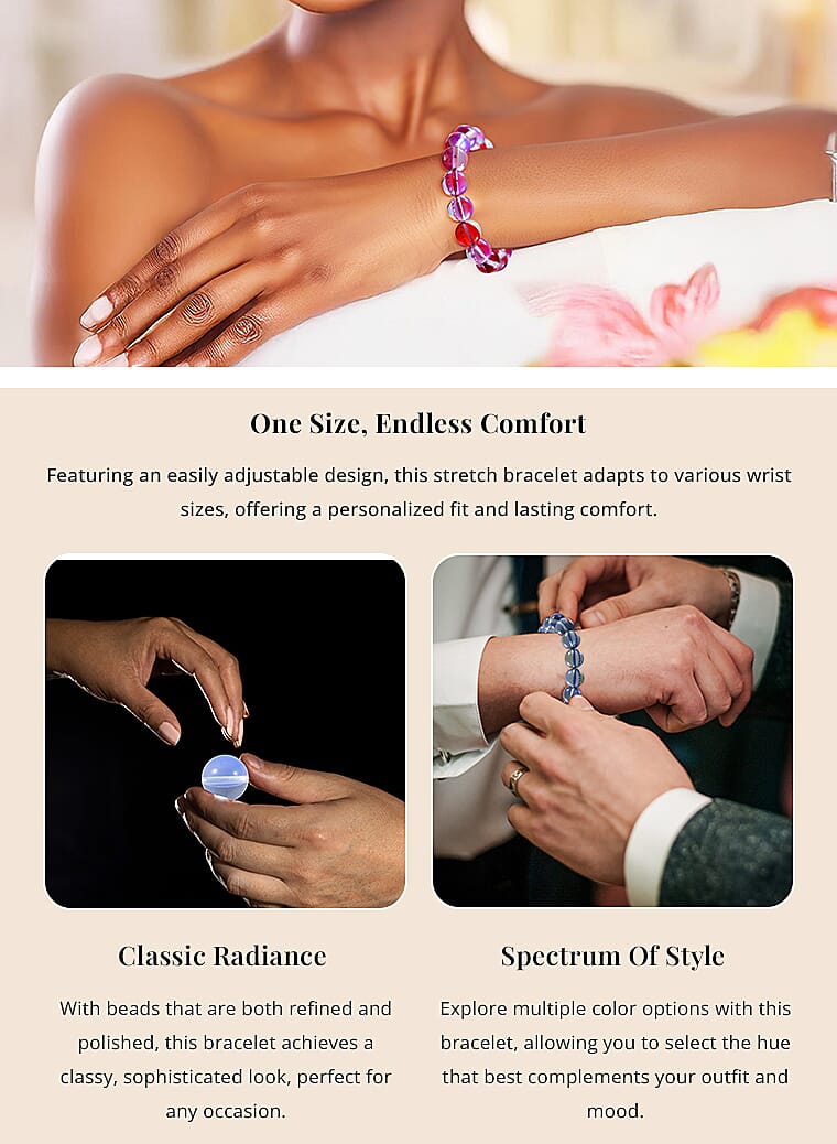 Simulated Color Glass Stretch BraceletBanner