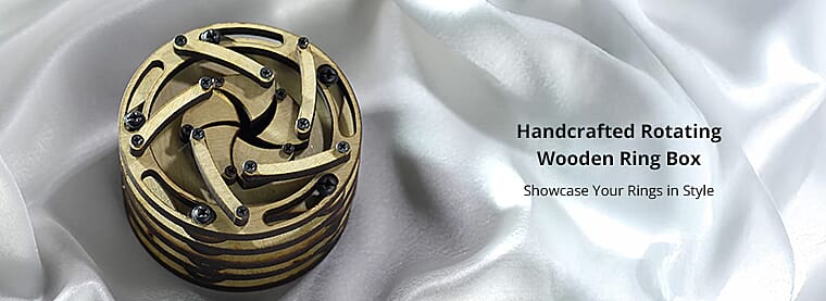Handcrafted Rotating Wooden Ring Box Banner