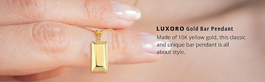 LUXORO 10K Yellow Gold Bar Pendant Banner