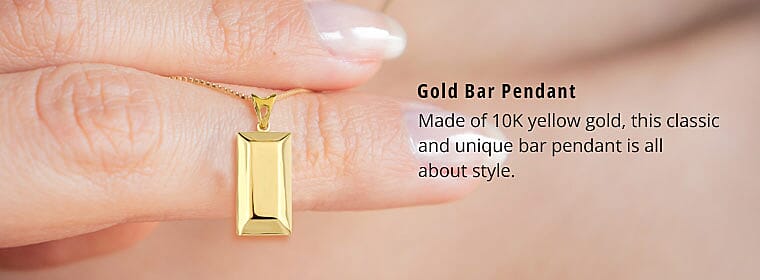 LUXORO 10K Yellow Gold Bar Pendant Banner
