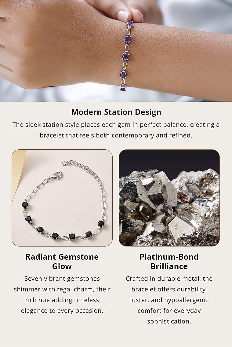 Karis Amethyst Station Bracelet in Platinum Bond (6.50 In) 3.15 ctw Banner