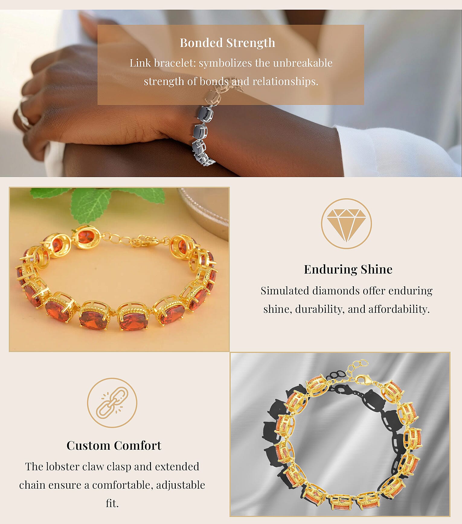 Simulated Diamond Link Bracelet in Silvertone Banner