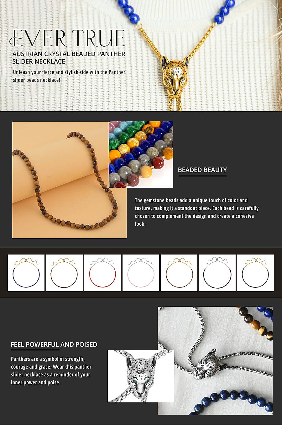 Ever True Crystal Beaded Panther Slider Necklace Banner