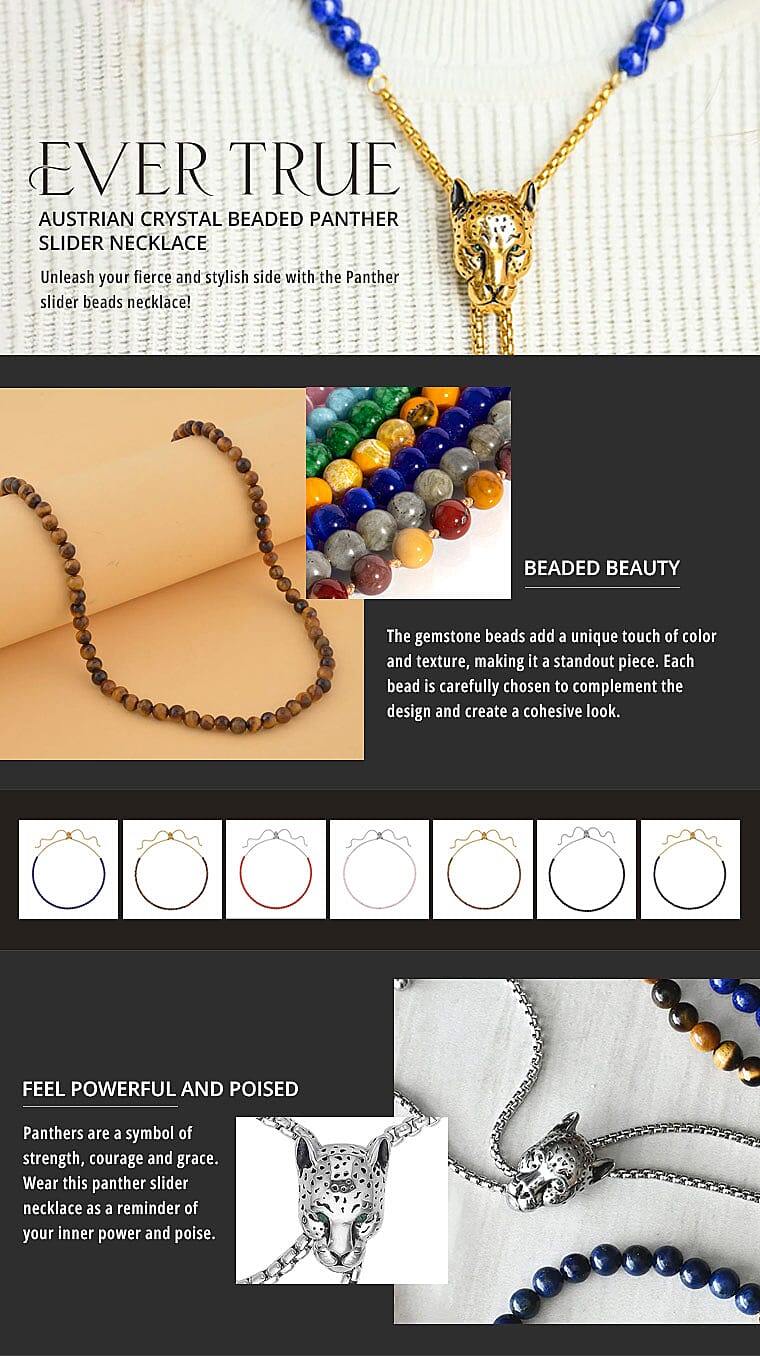 Ever True Crystal Beaded Panther Slider Necklace Banner
