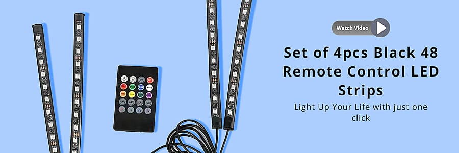 Set of 4pcs Black 48 Remote Control LED Strips Banner