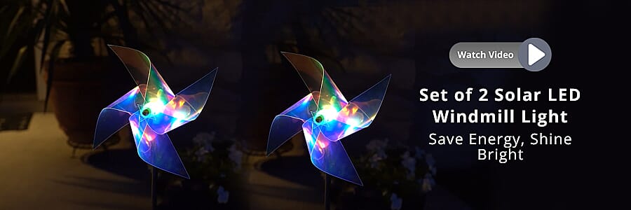 Set of 2 Solar LED Windmill Light Banner