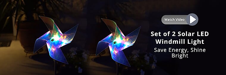 Set of 2 Solar LED Windmill Light Banner