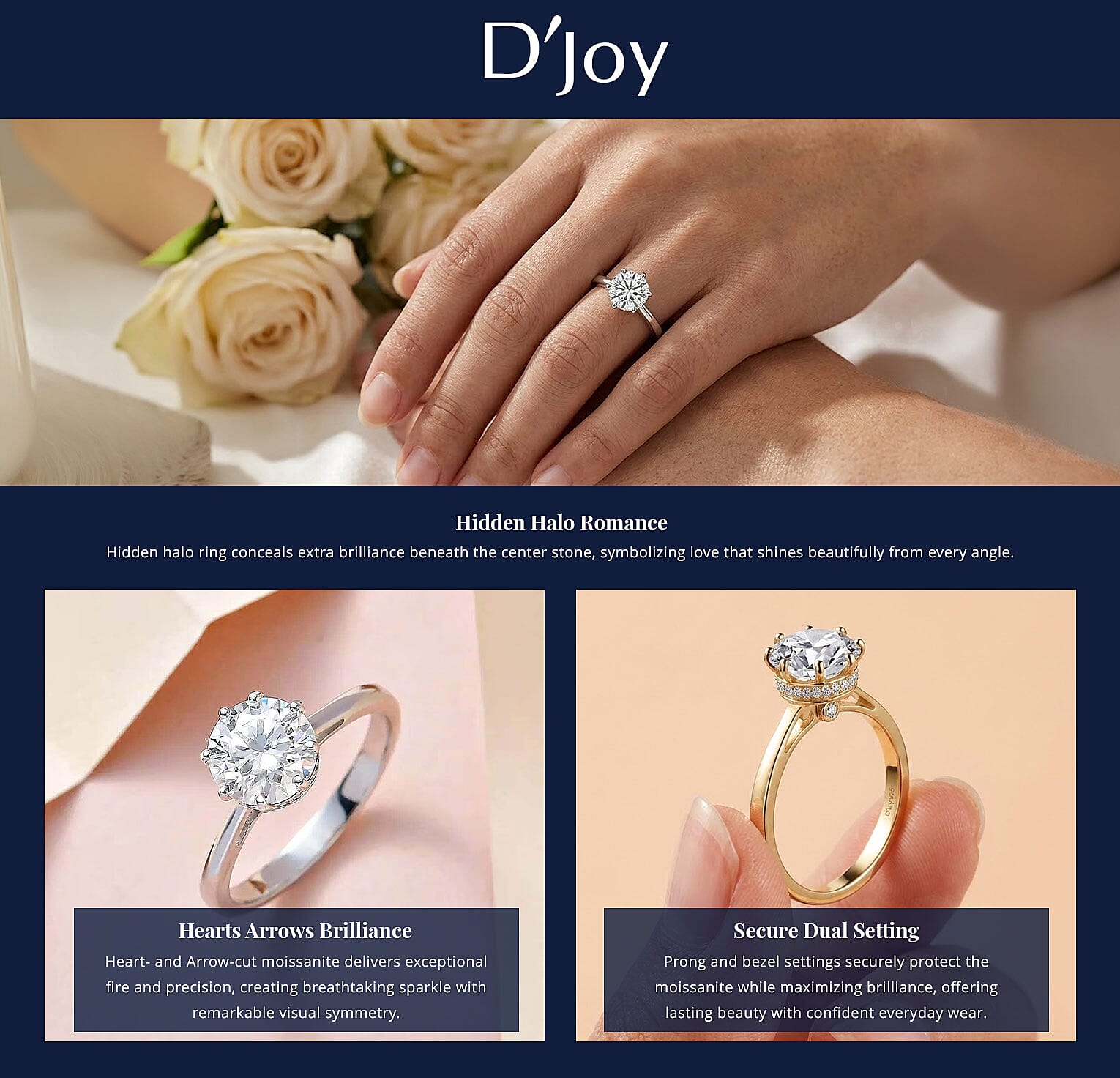 120 Facet Moissanite (Rnd 6.5mm) Trilogy Ring , Pendant without Chain and Stud Earrings Jewelry Set For Women in Vermeil YG Over Sterling Silver 6.20 ctw Banner