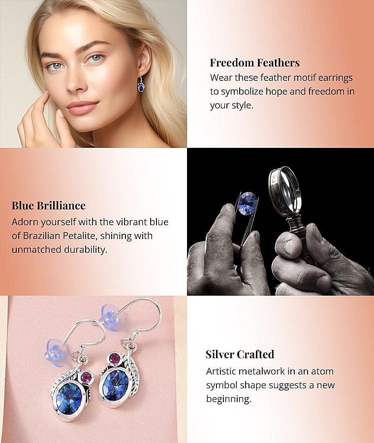 Artisan Crafted Brazilian Blue Petalite and Orissa Rhodolite Garnet Earrings in Sterling SilverBanner