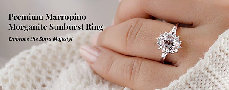 Premium Marropino Morganite Sunburst Ring Banner
