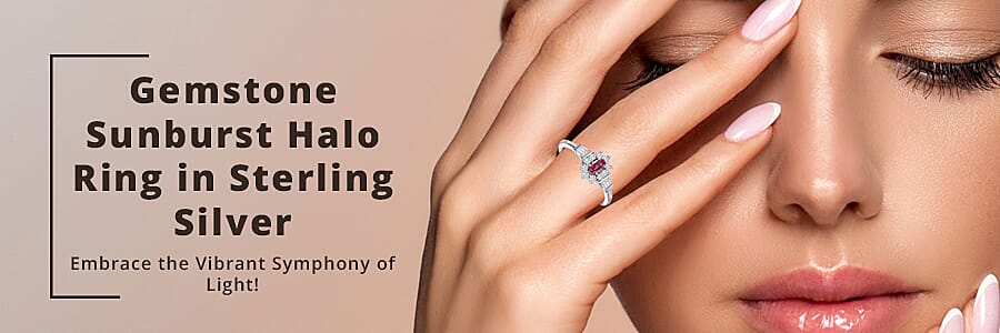 Gemstone Sunburst Halo Ring  Banner