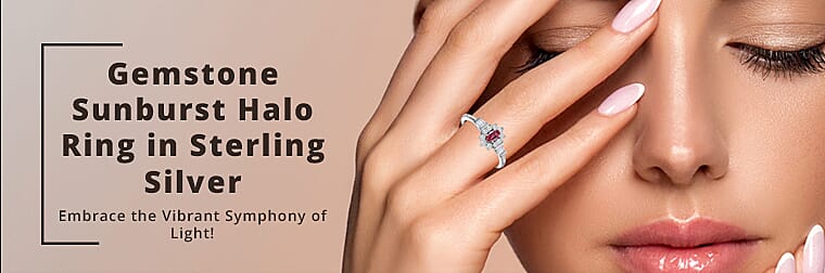 Gemstone Sunburst Halo Ring Banner