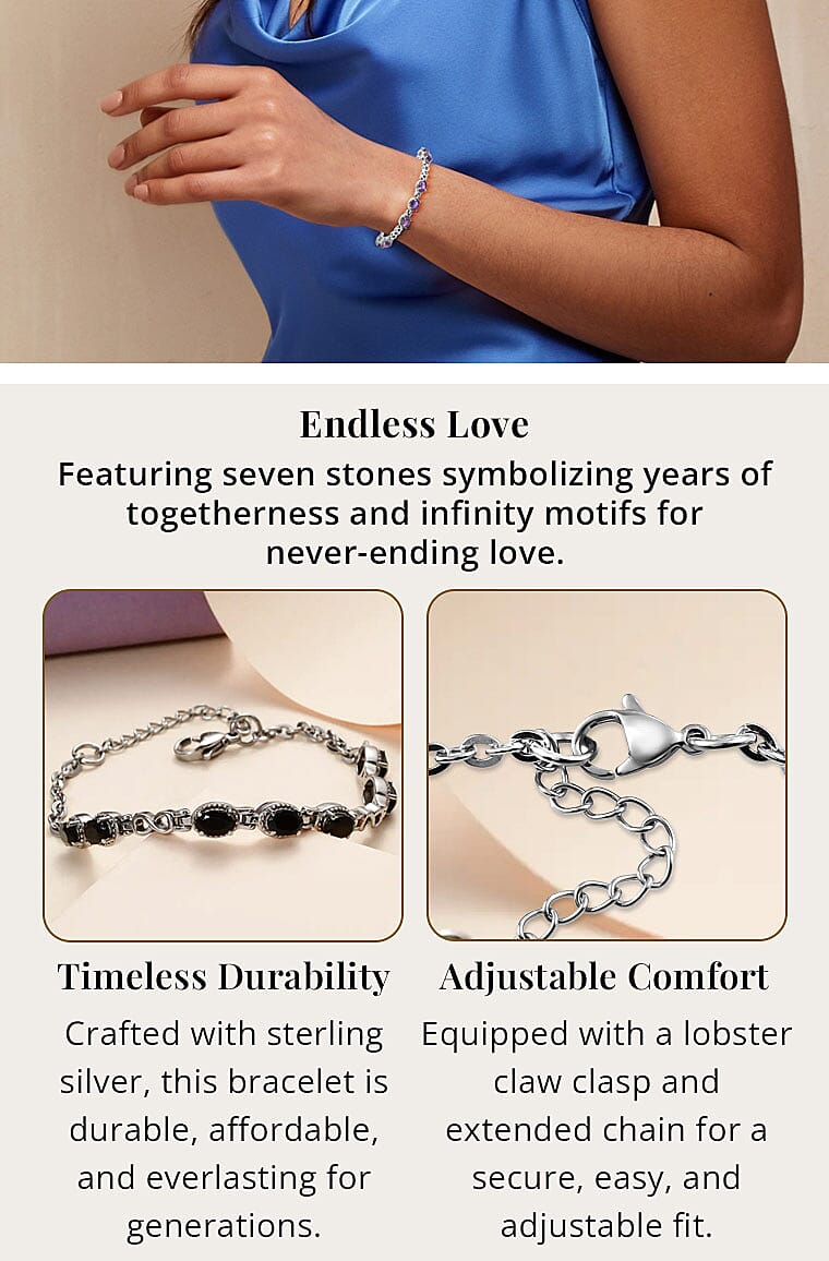 Thai Black Spinel Bracelet in Stainless SteelBanner