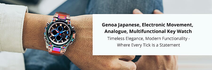 Genoa Japanese, Electronic Movement, Analogue, Multifunctional Key Watch Banner