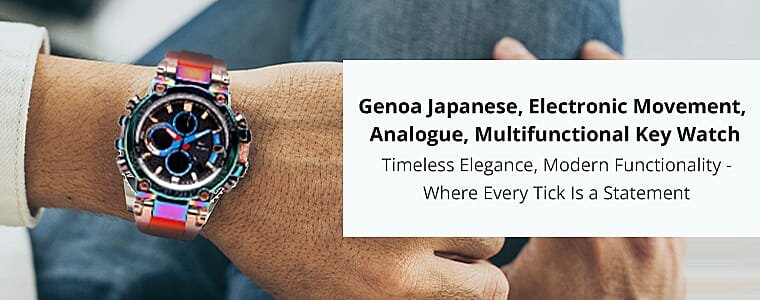 Genoa Japanese, Electronic Movement, Analogue, Multifunctional Key Watch Banner