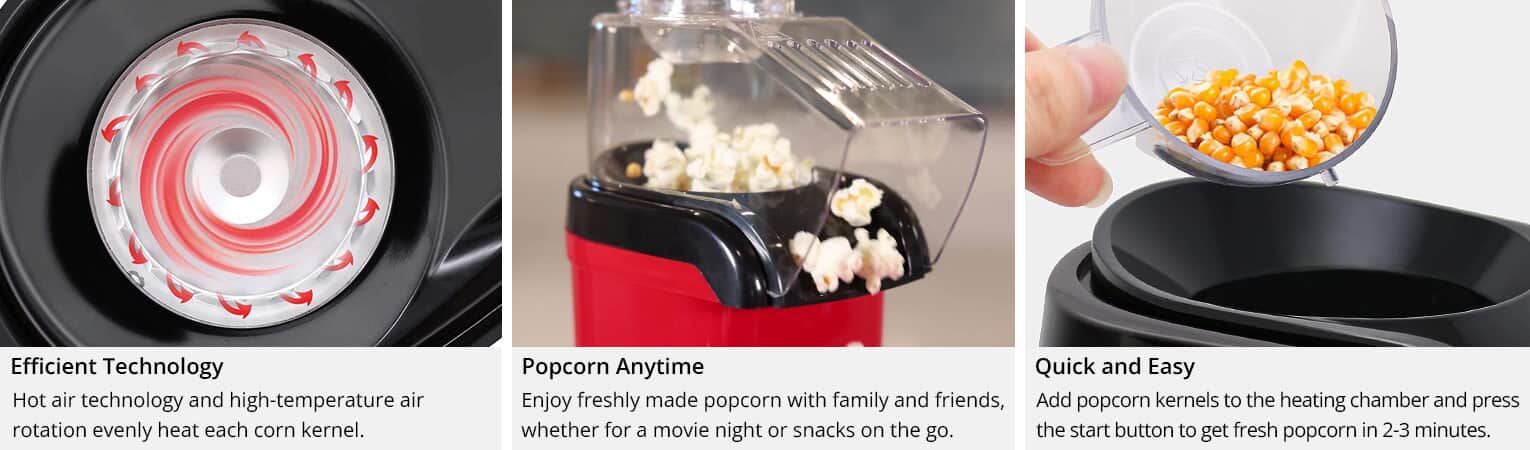 AICOOK Vintage Style Popcorn Maker, Suitable for Movie Night