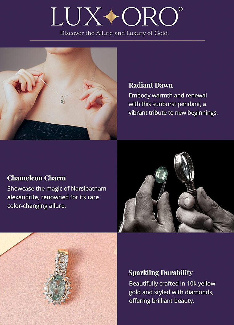 Luxoro 10K Yellow Gold AAA Narsipatnam Alexandrite and Diamond PendantBanner