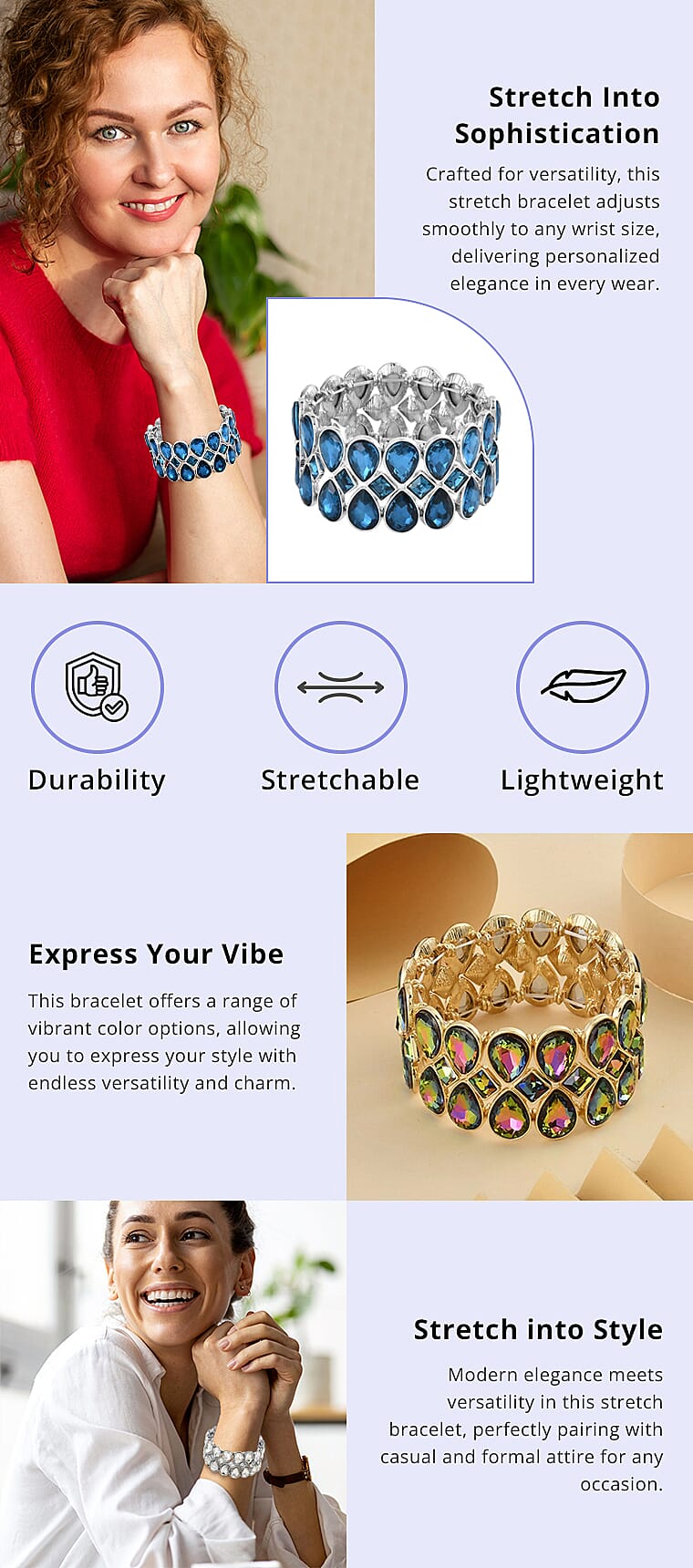 Magic Color Glass Bracelet in Goldtone Banner