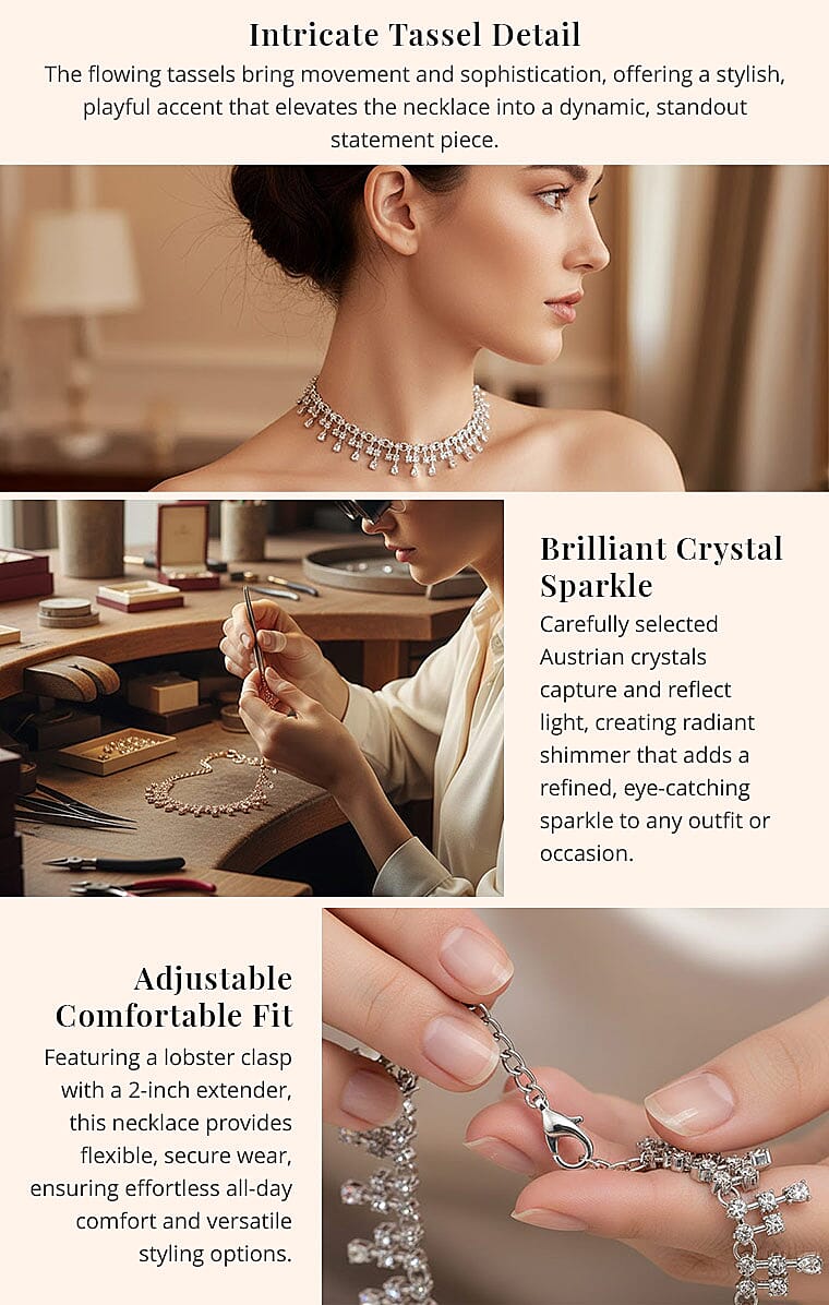 Austrian Crystal Tassels Necklace Banner