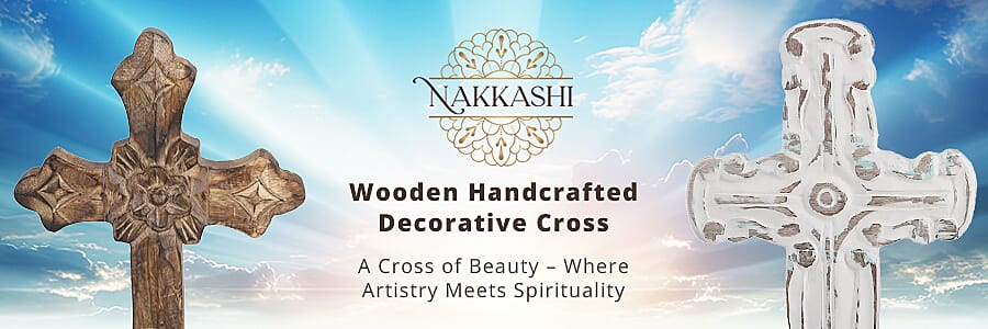 Nakkashi Wooden Handcrafted Decorative Cross Banner