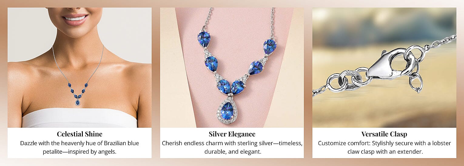 Brazilian Blue Petalite and White Zircon Necklace Banner