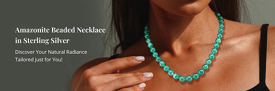 Amazonite Beaded Necklace in Sterling Silver Banner