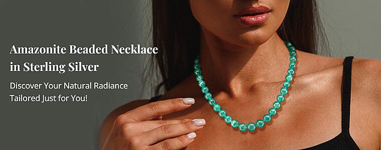 Amazonite Beaded Necklace in Sterling Silver Banner