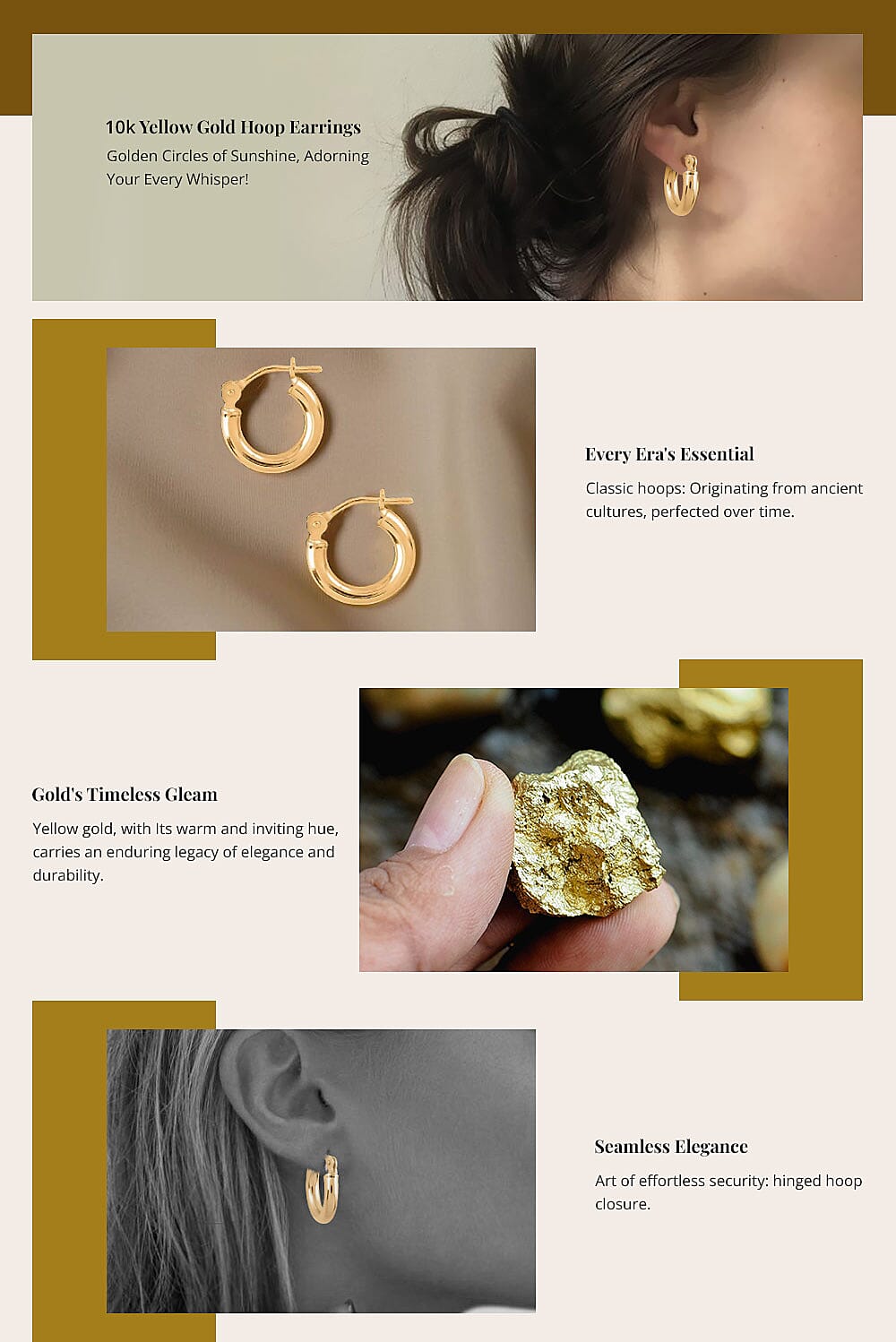 10k Yellow Gold Hoop Earrings Banner