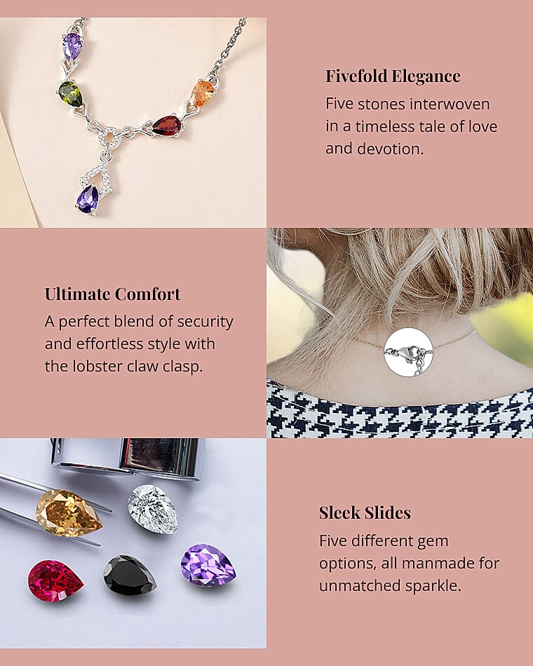 Simulated Diamond Necklace in Sterling Silver and Stainless Steel Banner