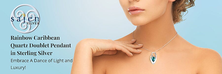 Sajen Silver Rainbow Caribbean Quartz Doublet Pendant in Sterling Silver Banner