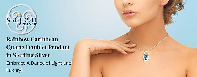Sajen Silver Rainbow Caribbean Quartz Doublet Pendant in Sterling Silver Banner